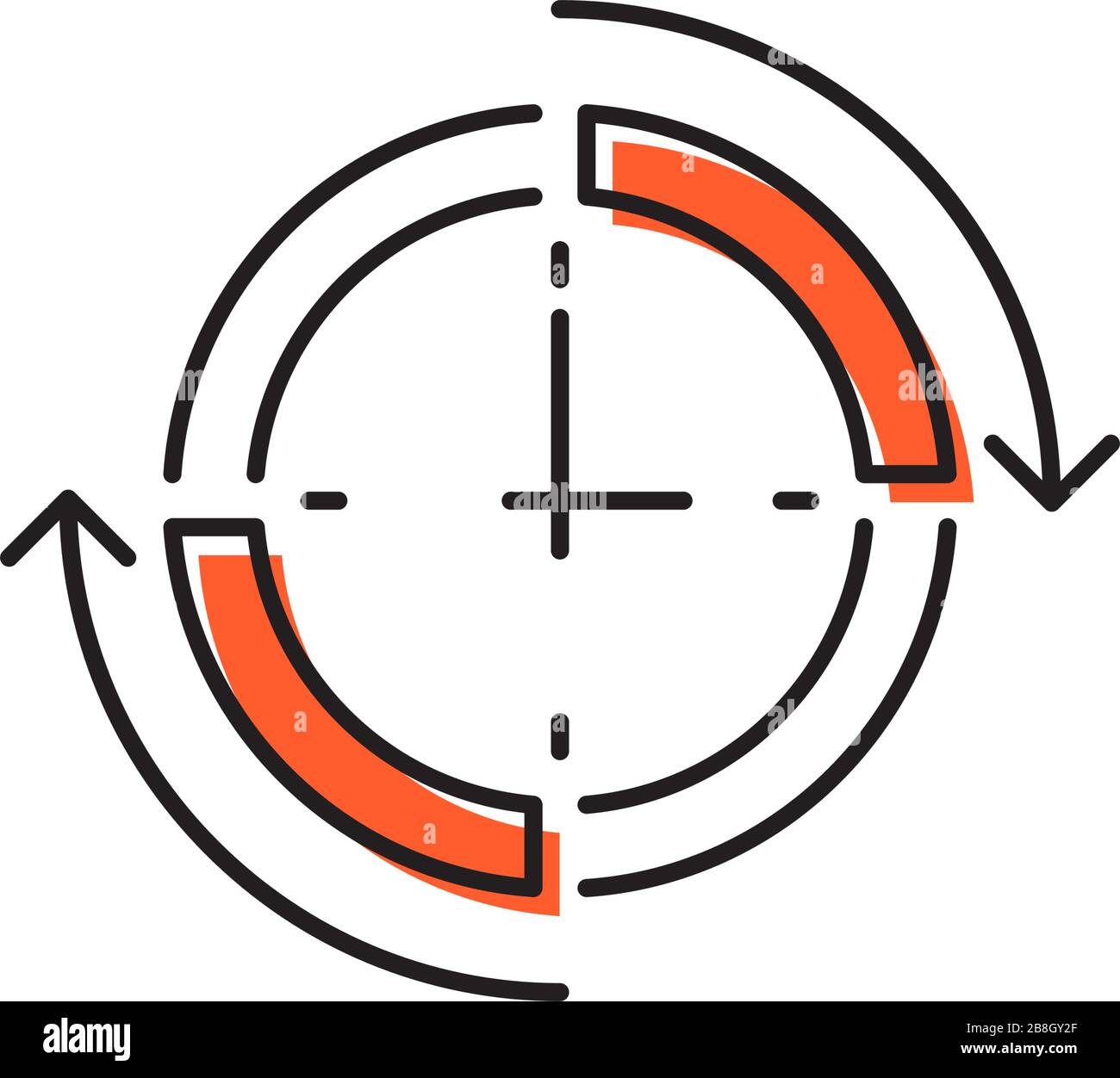 Clock and circular arrow vector icon isolated on white background Stock Vector