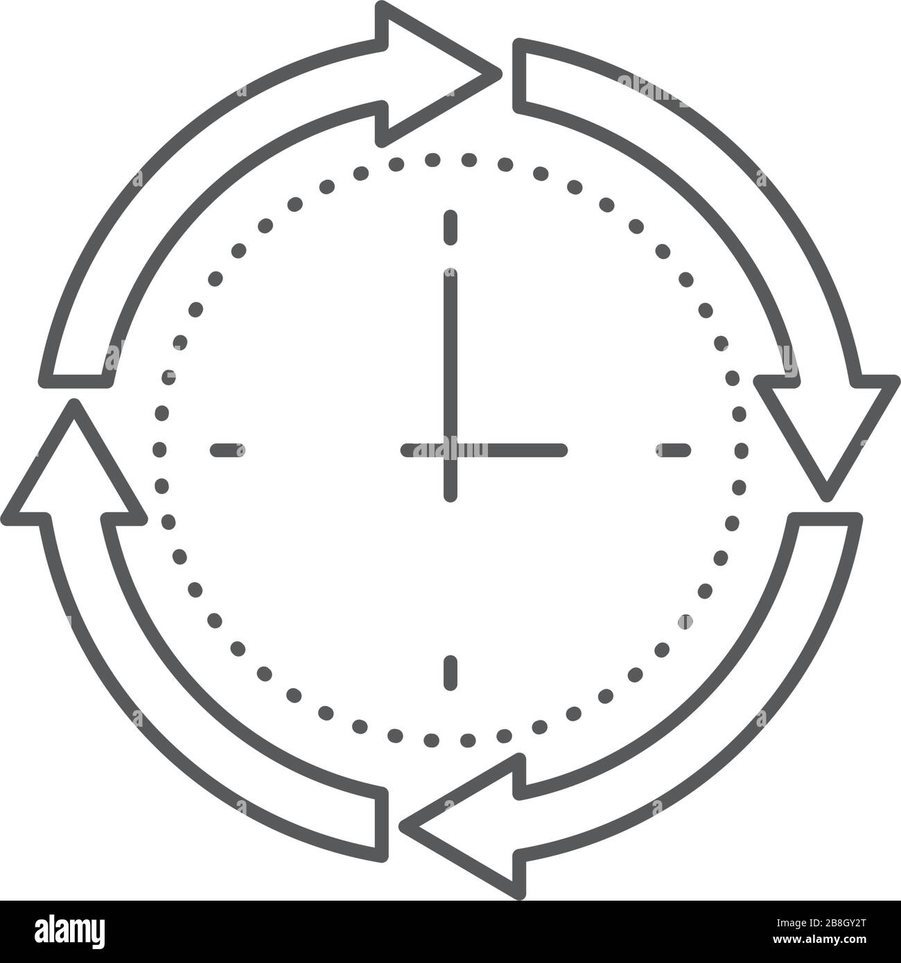 Clock and circular arrow vector icon isolated on white background Stock Vector