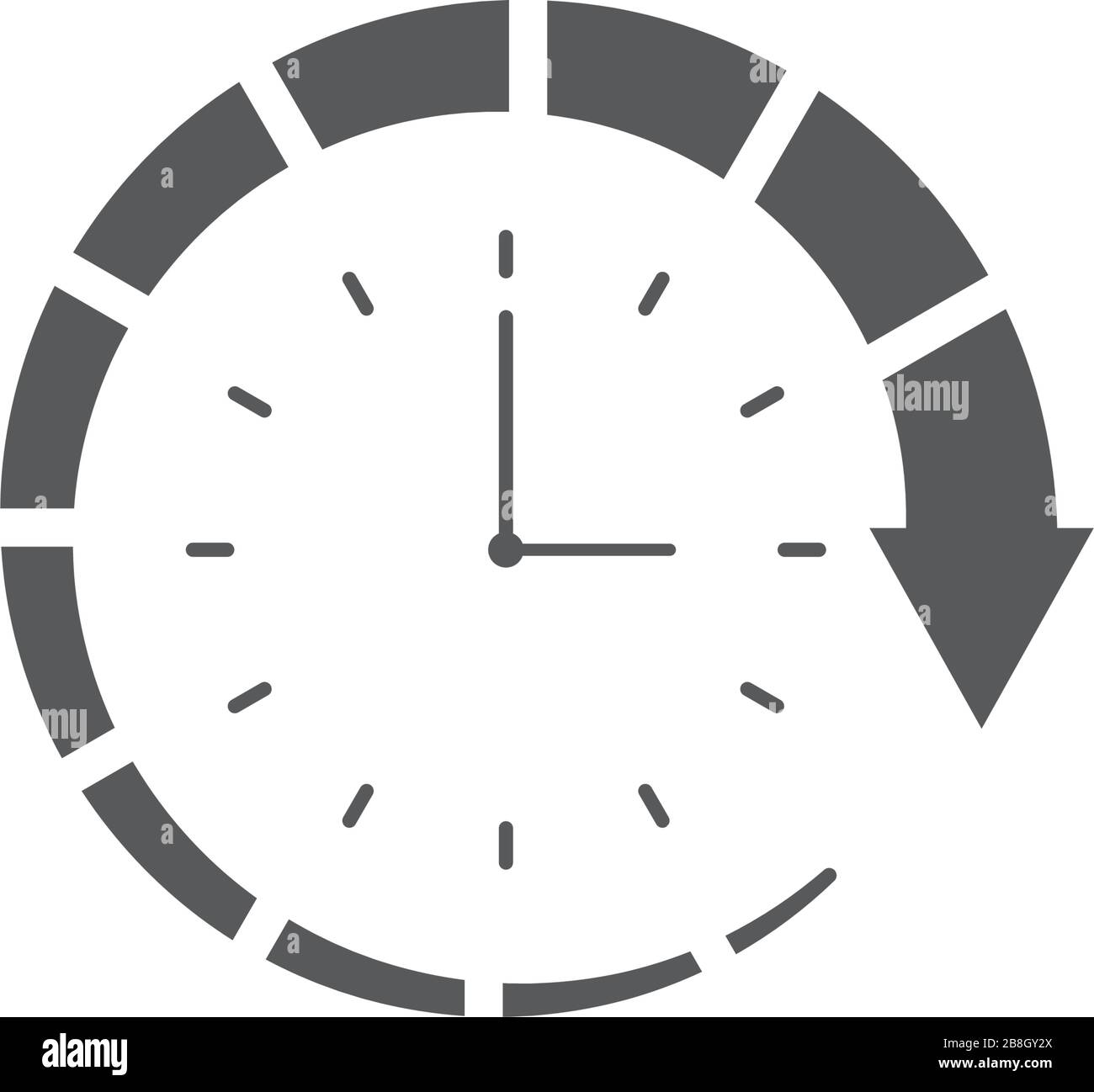 Clock and circular arrow vector icon isolated on white background Stock Vector