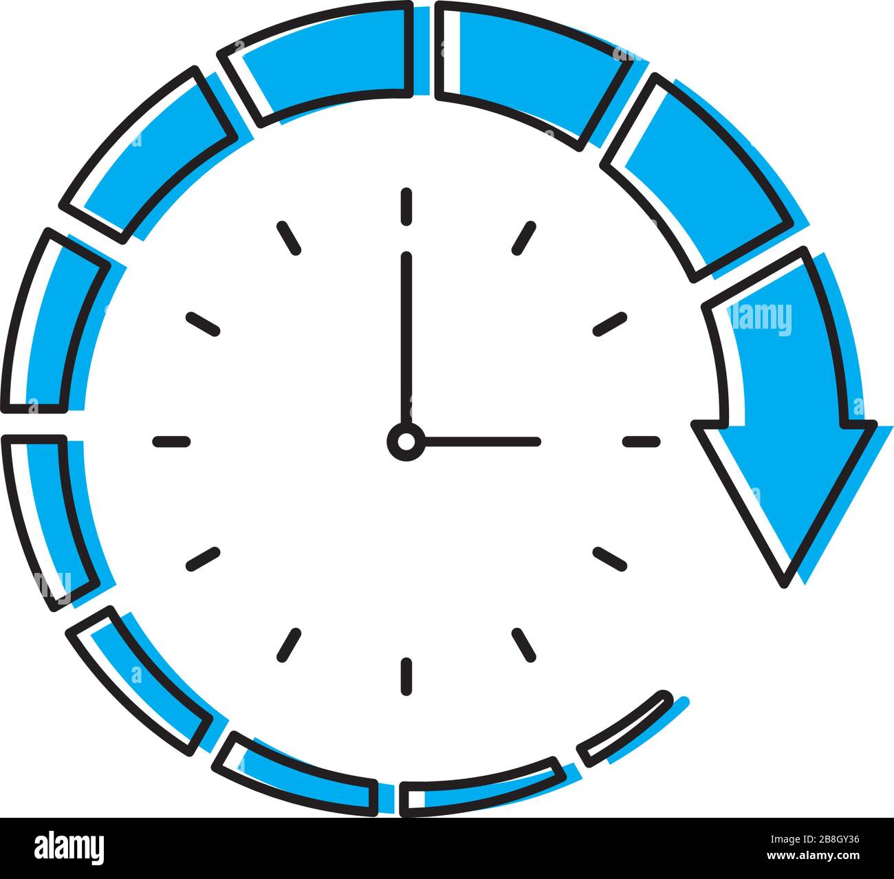 Clock and circular arrow vector icon isolated on white background Stock ...