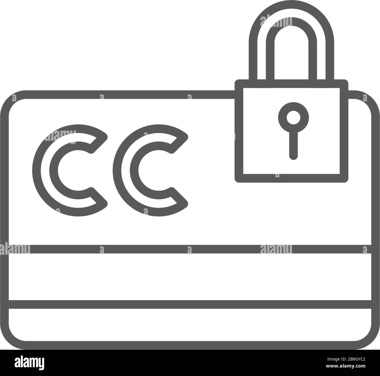 Credit card with lock vector icon isolated on white background Stock Vector