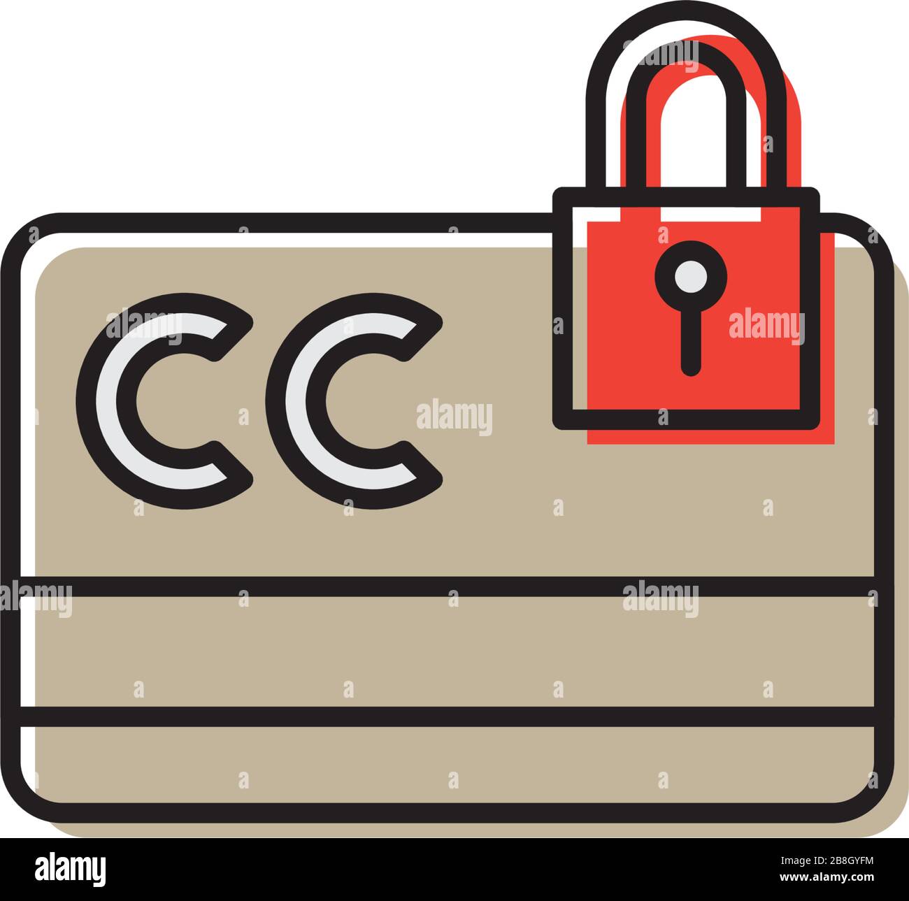 Credit card with lock vector icon isolated on white background Stock Vector
