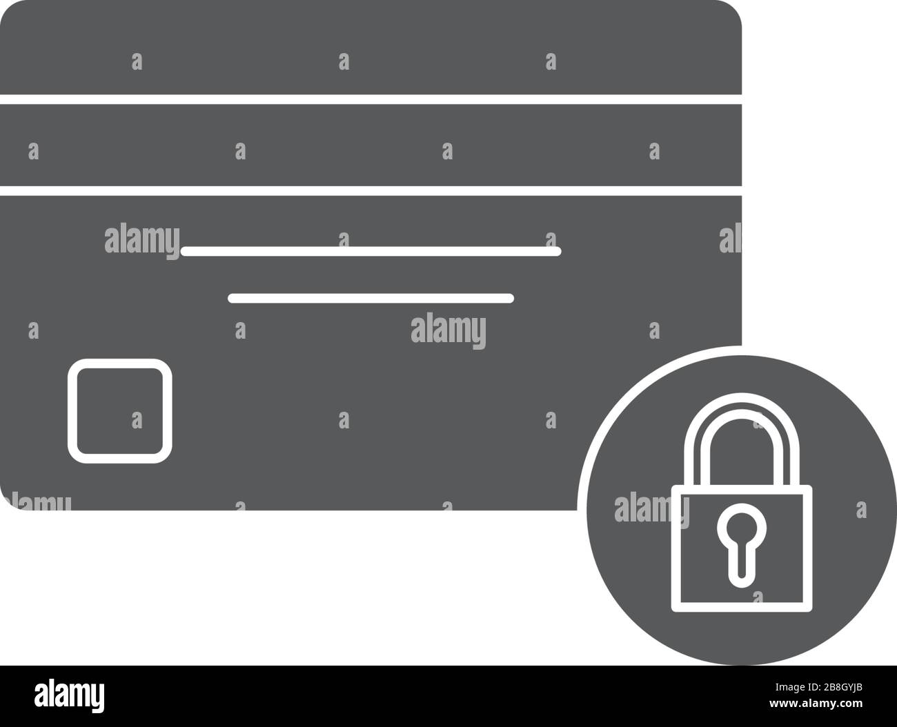 Credit card with lock vector icon isolated on white background Stock Vector