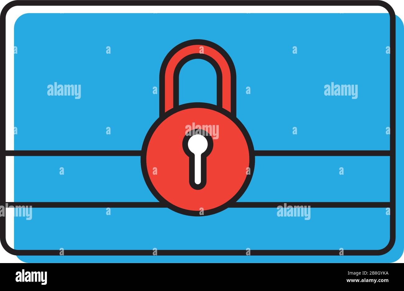 Credit card with lock vector icon isolated on white background Stock Vector
