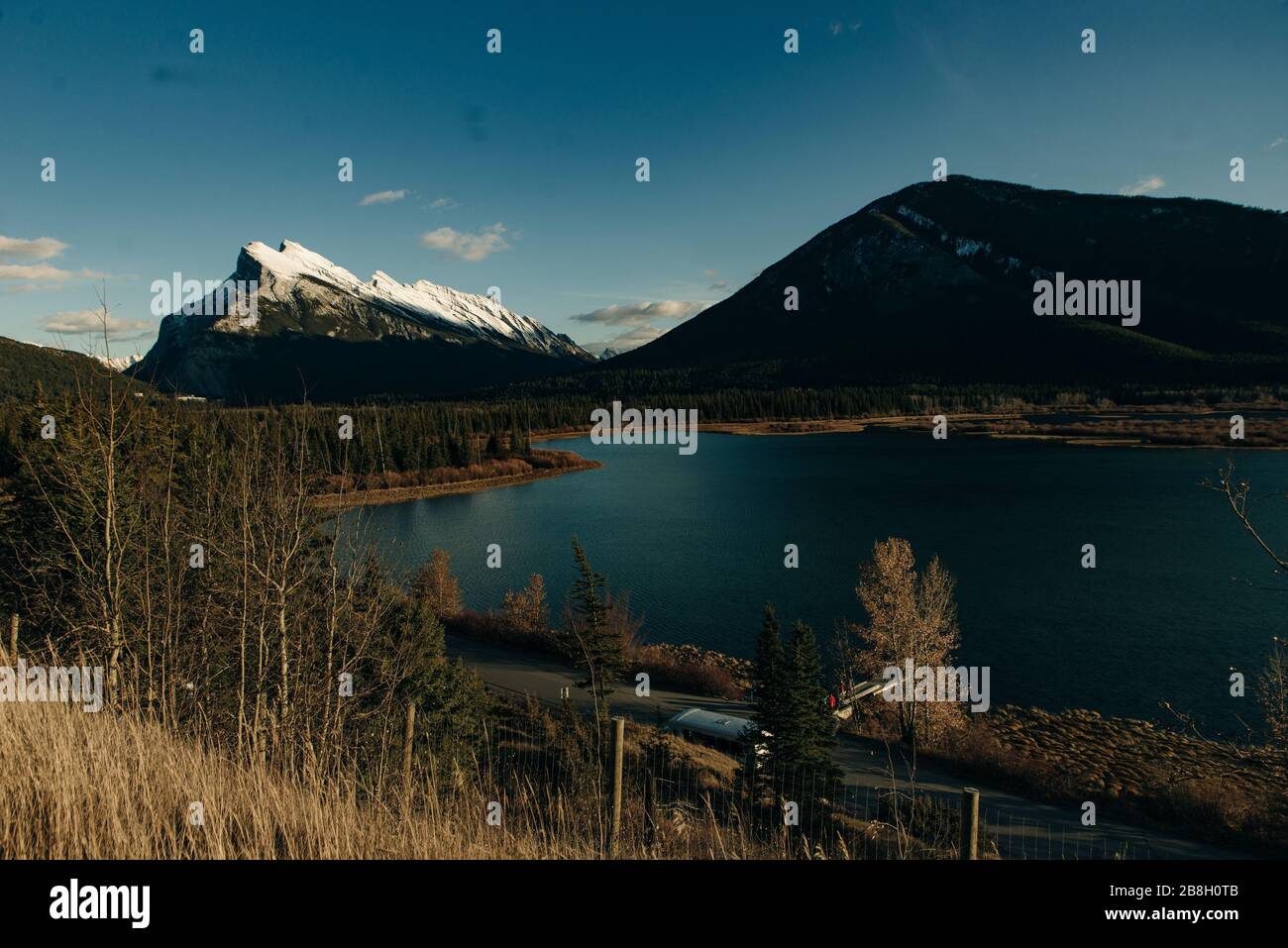 Snowy winter scenery in the Canadian Rocky Mountains - Mount Rundle and ...