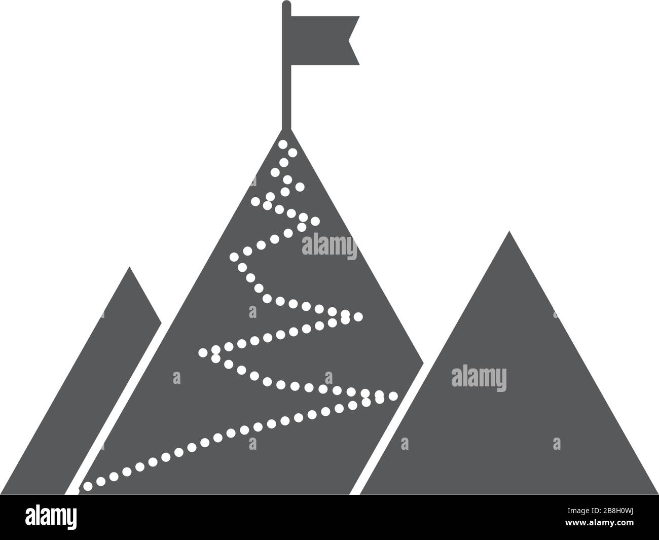 Flag on mountain top vector icon isolated on white background Stock Vector