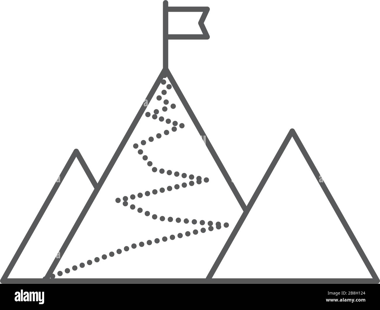 Flag on mountain top vector icon isolated on white background Stock Vector