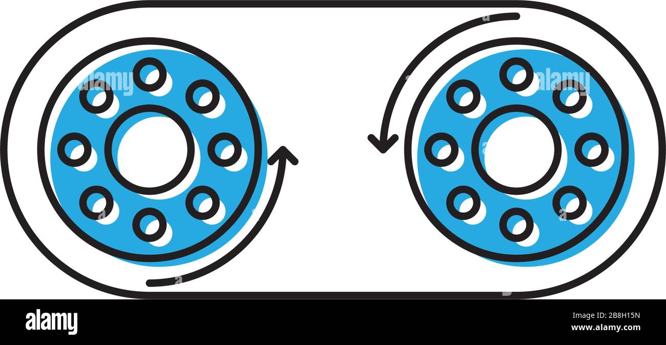 Gears with belt vector icon isolated on white background Stock Vector
