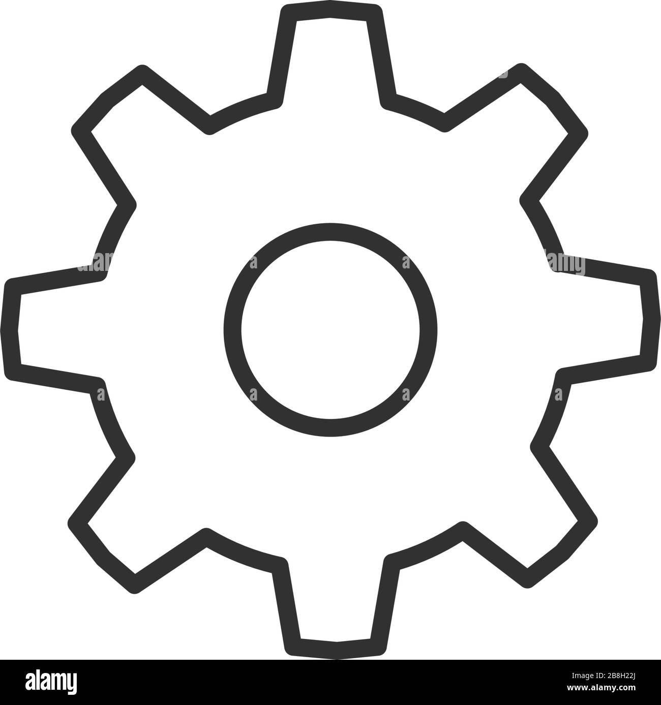 cogwheel mechanism icon. outline gear icon. mechanism concept. Stock Vector illustration isolated on white background. Stock Vector