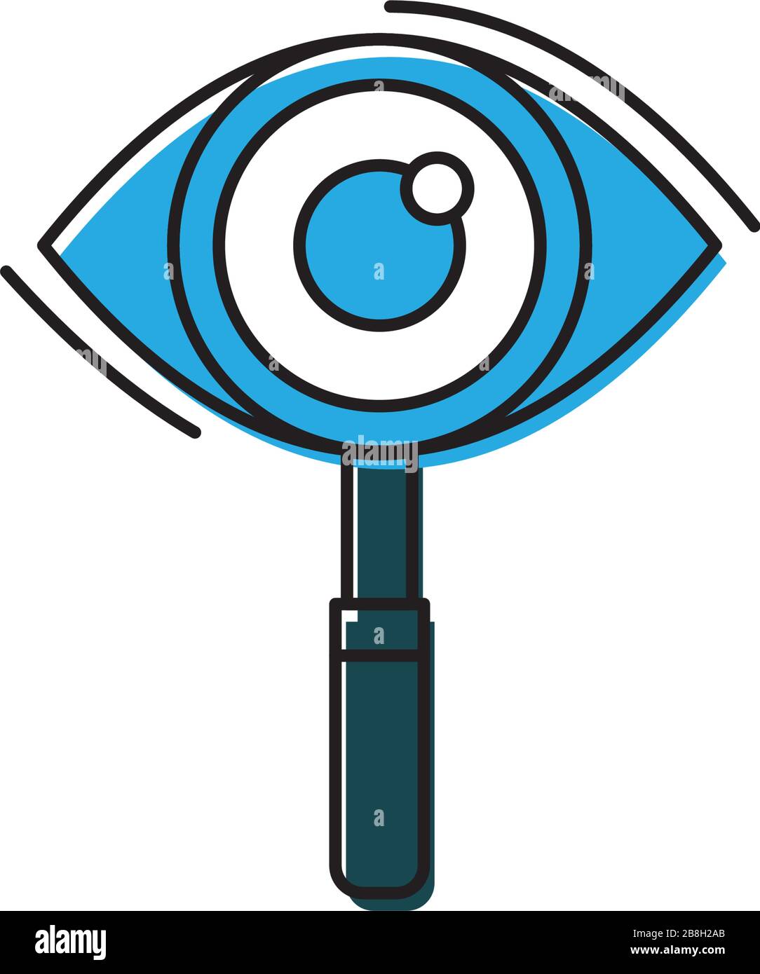 Magnifier with eye vector icon symbol isolated on white background ...