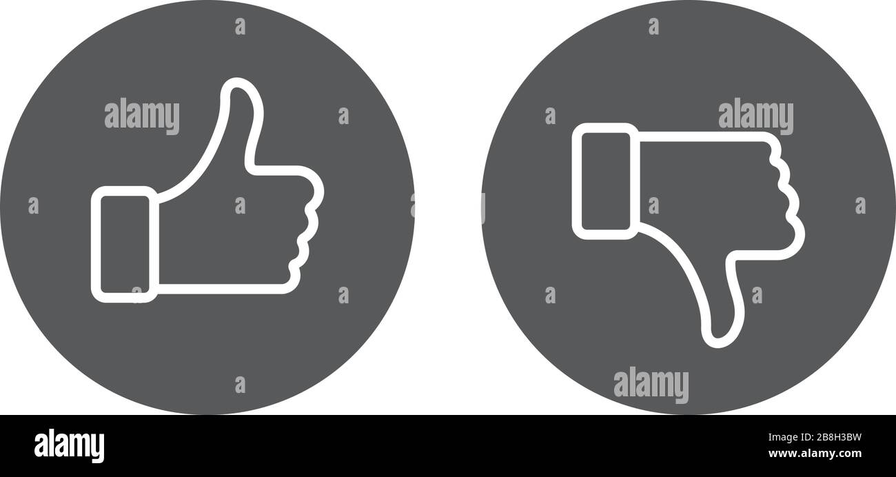 Thumbs up and thumbs down vector icon, isolated on white background Stock Vector
