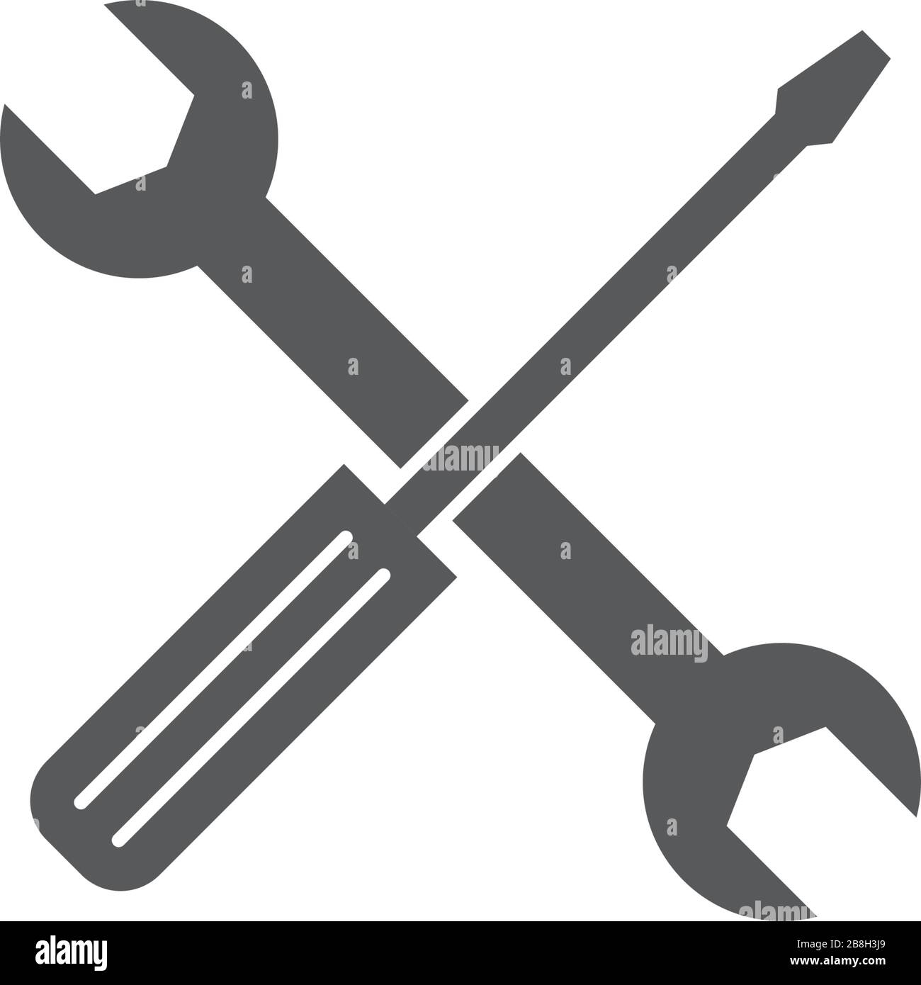 Wrench and screwdriver vector icon, isolated on white background Stock Vector