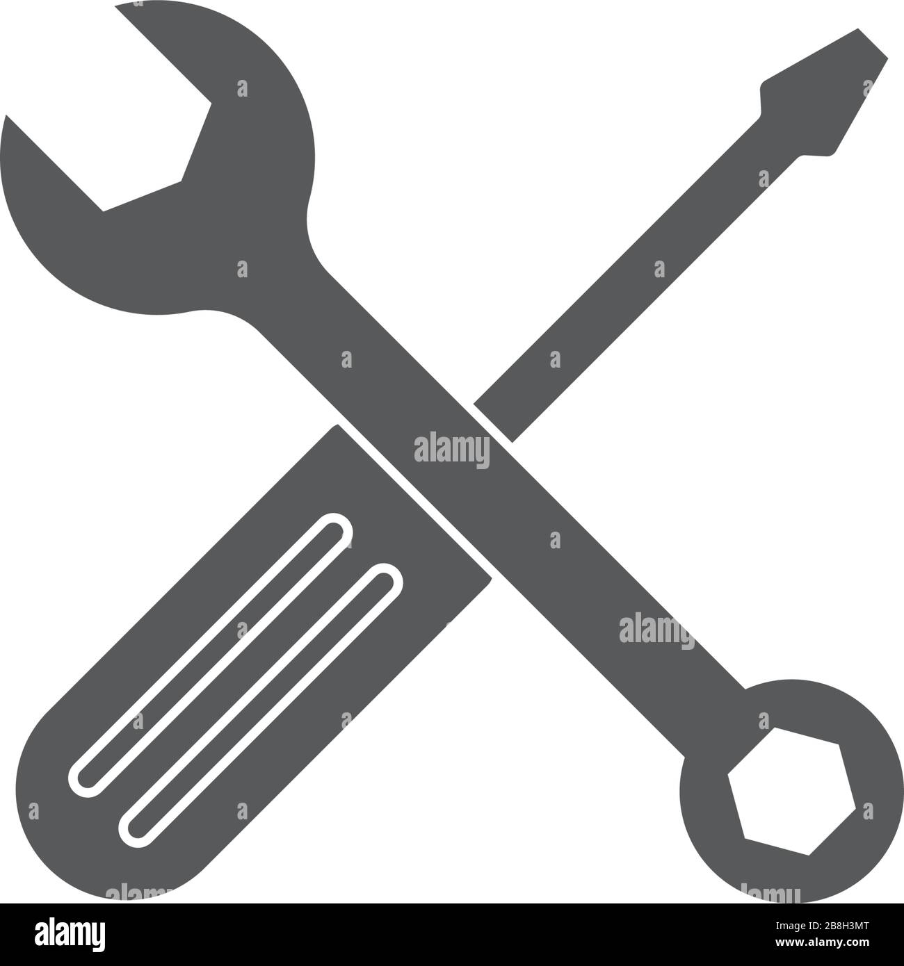 Wrench and screwdriver vector icon, isolated on white background Stock Vector