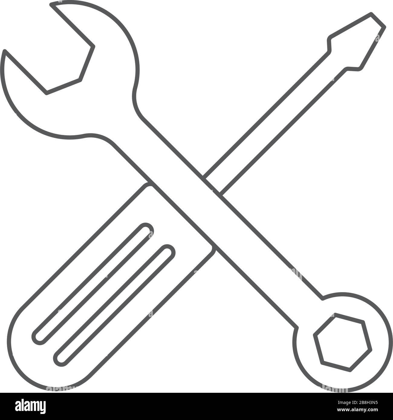 Wrench and screwdriver vector icon, isolated on white background Stock