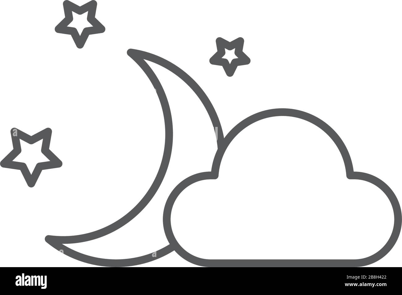 Clouds moon stars vector icon, isolated on white background Stock Vector