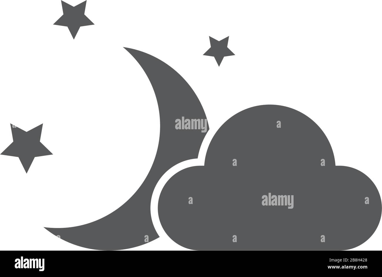 Clouds moon stars vector icon, isolated on white background Stock ...