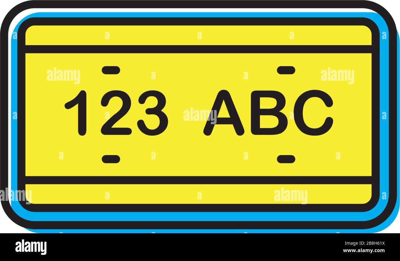 License plate vector icon, isolated on white background Stock Vector