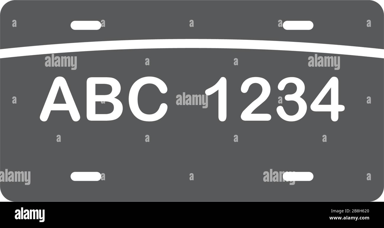 License plate vector icon, isolated on white background Stock Vector