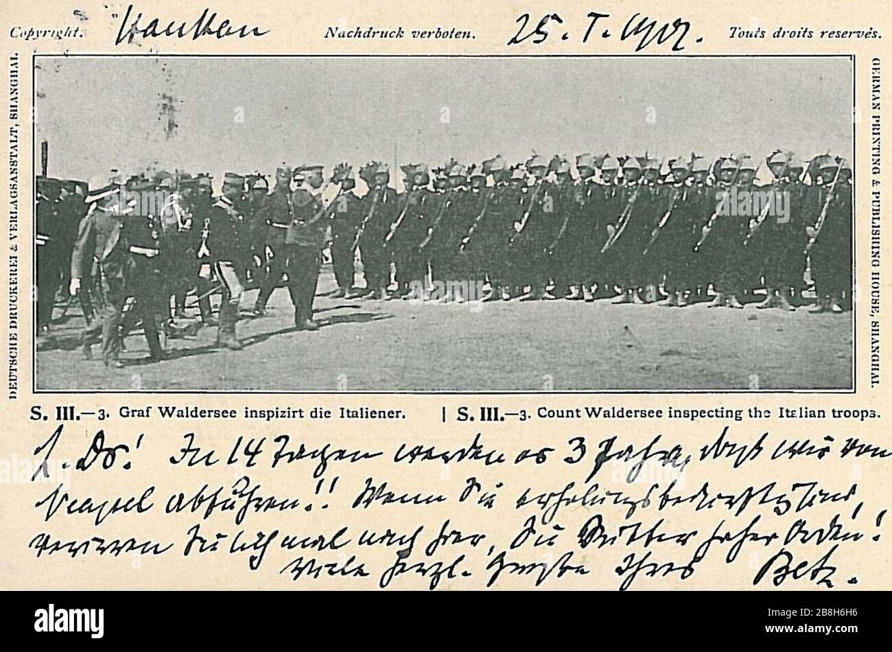 Graf Waldersee inspiziert die Italiener 1901 Stock Photo Alamy