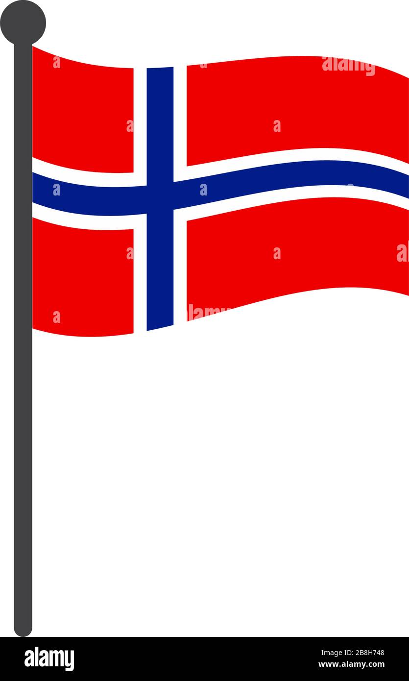 norway flag with pole icon vector isolated on white background Stock ...
