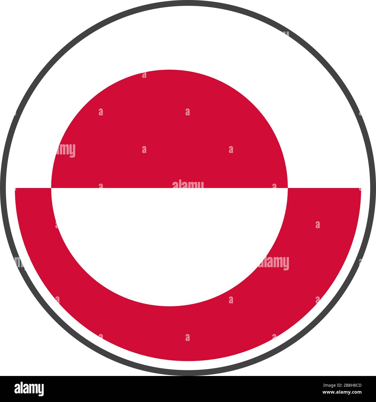 Circle greenland flag with grey border vector illustration isolated on white on vector isolated