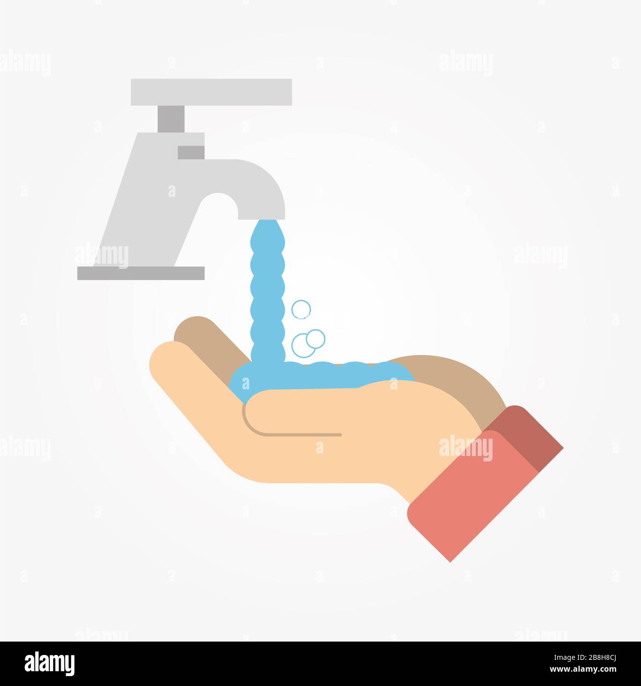 Wash / disinfect / sanitize your hands regularly and thoroughly for a good hygiene and health and to avoid infection with a virus. Stock Photo