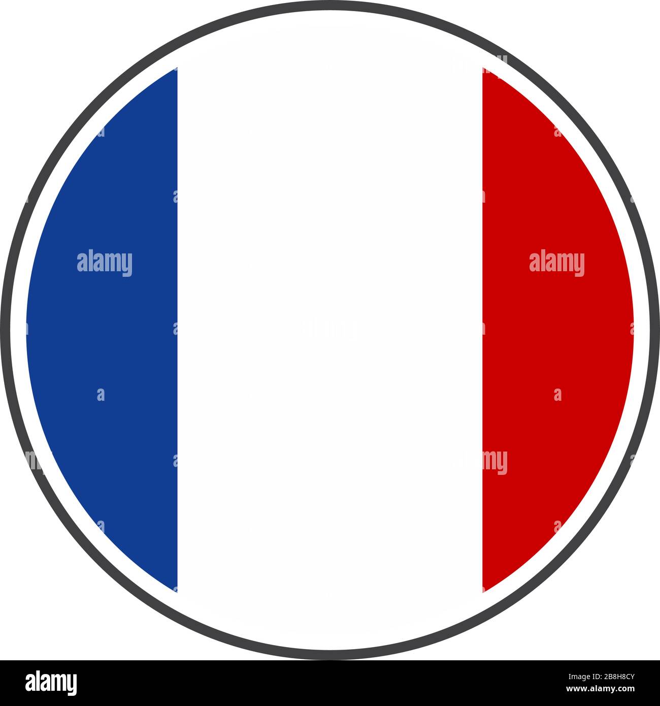 Circle france flag with grey border vector illustration isolated on