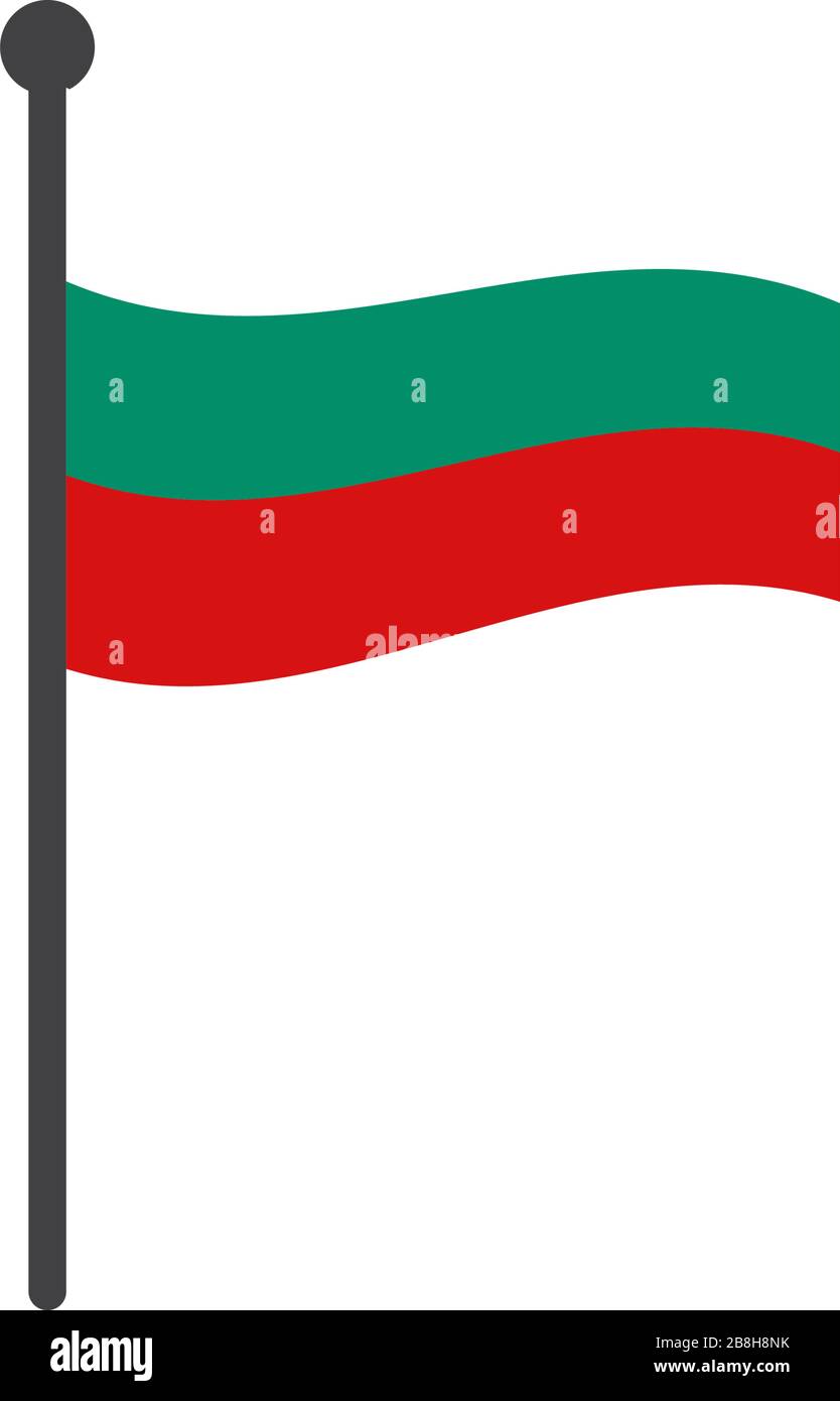 bulgaria flag with pole icon vector isolated on white background Stock Vector