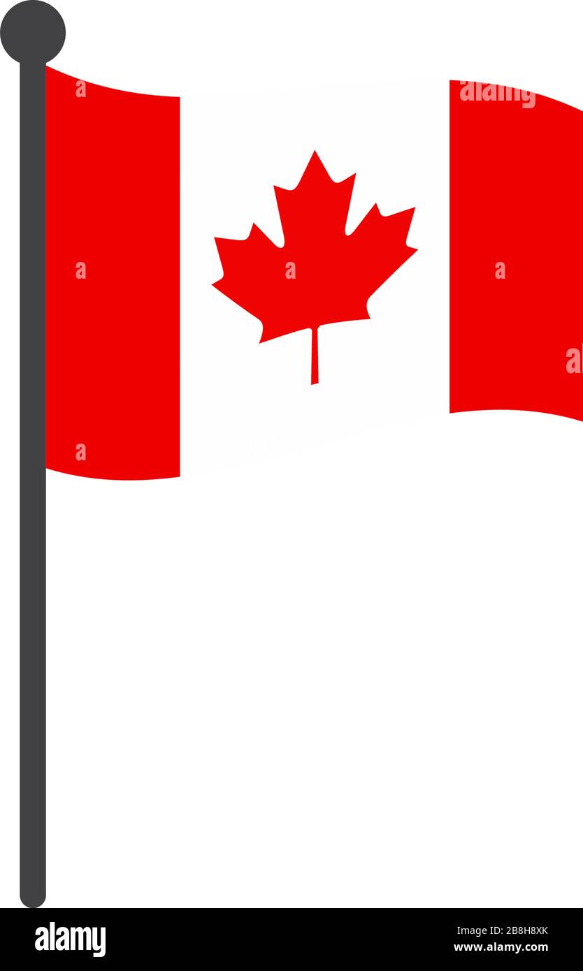 canada flag with pole icon vector isolated on white background Stock Vector
