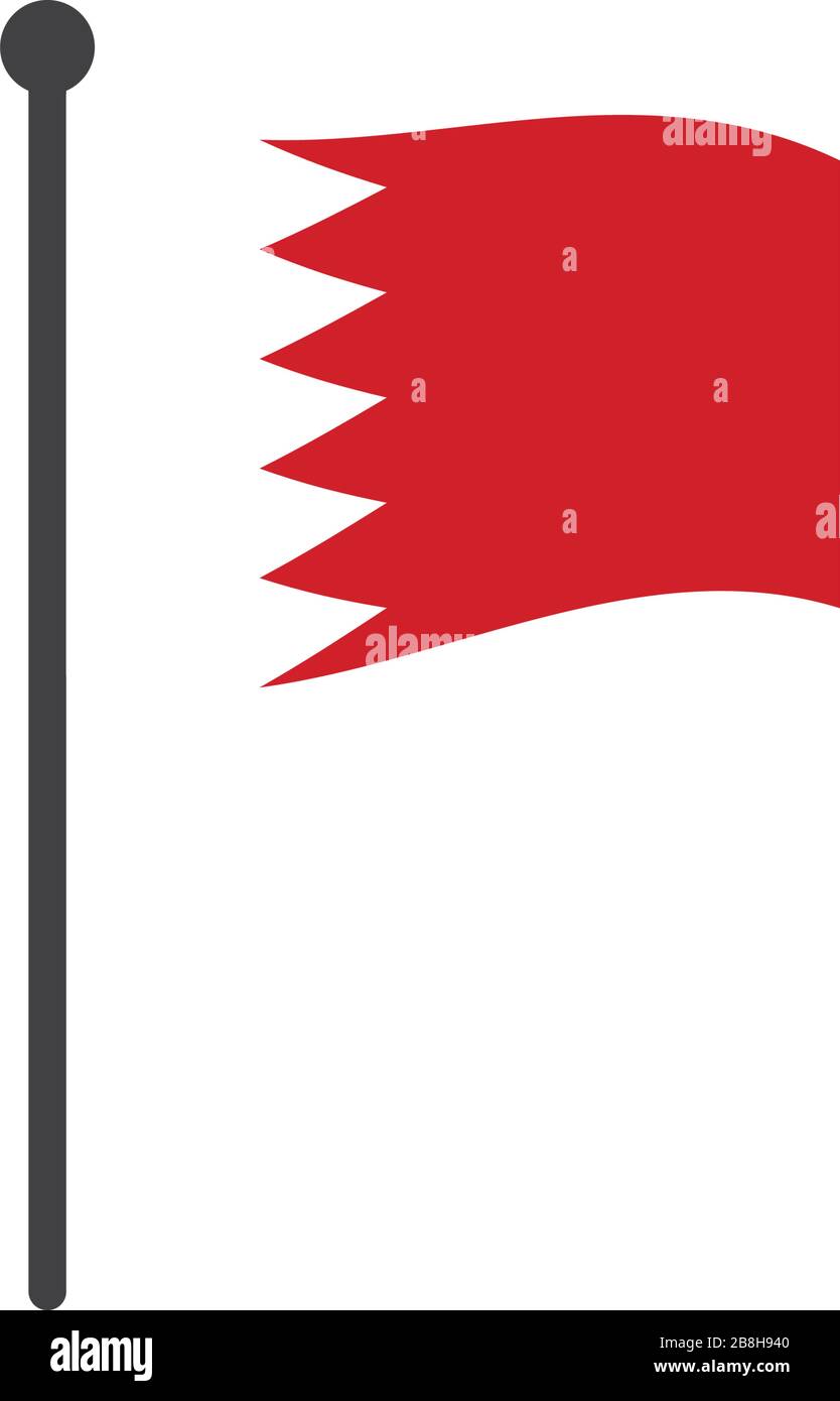 bahrain flag with pole icon vector isolated on white background Stock Vector