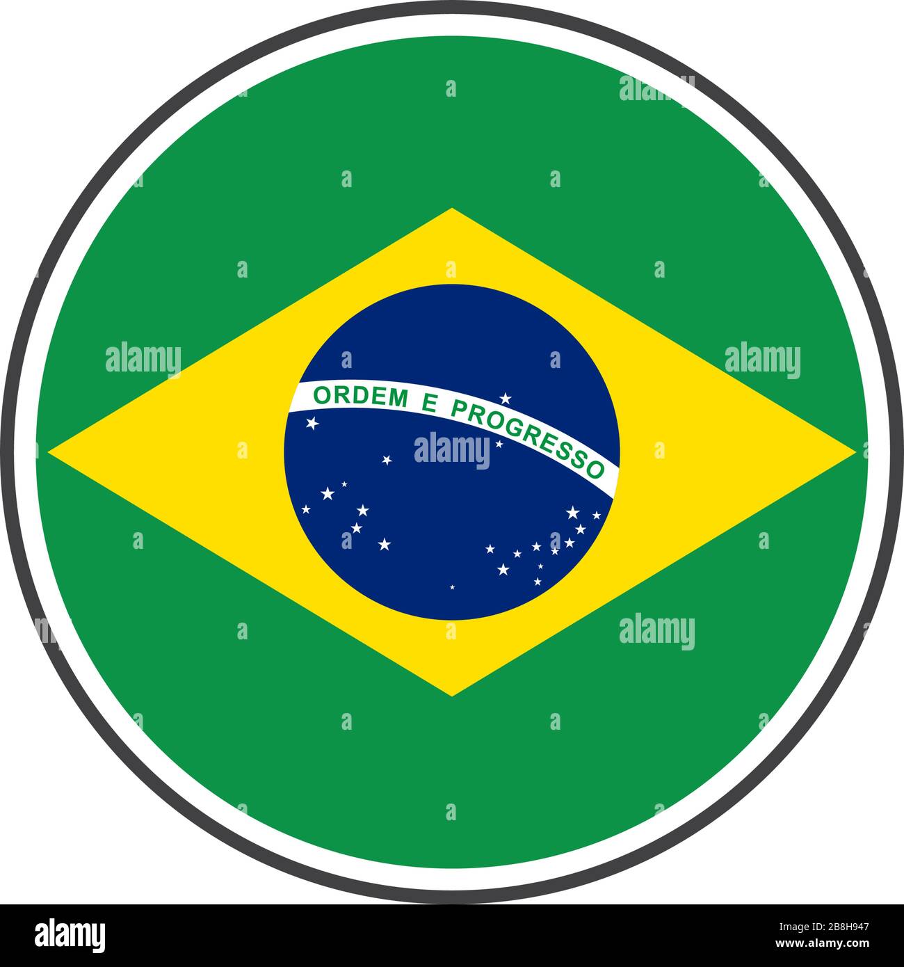 Circle brazil flag with icon vector isolated on white background Stock