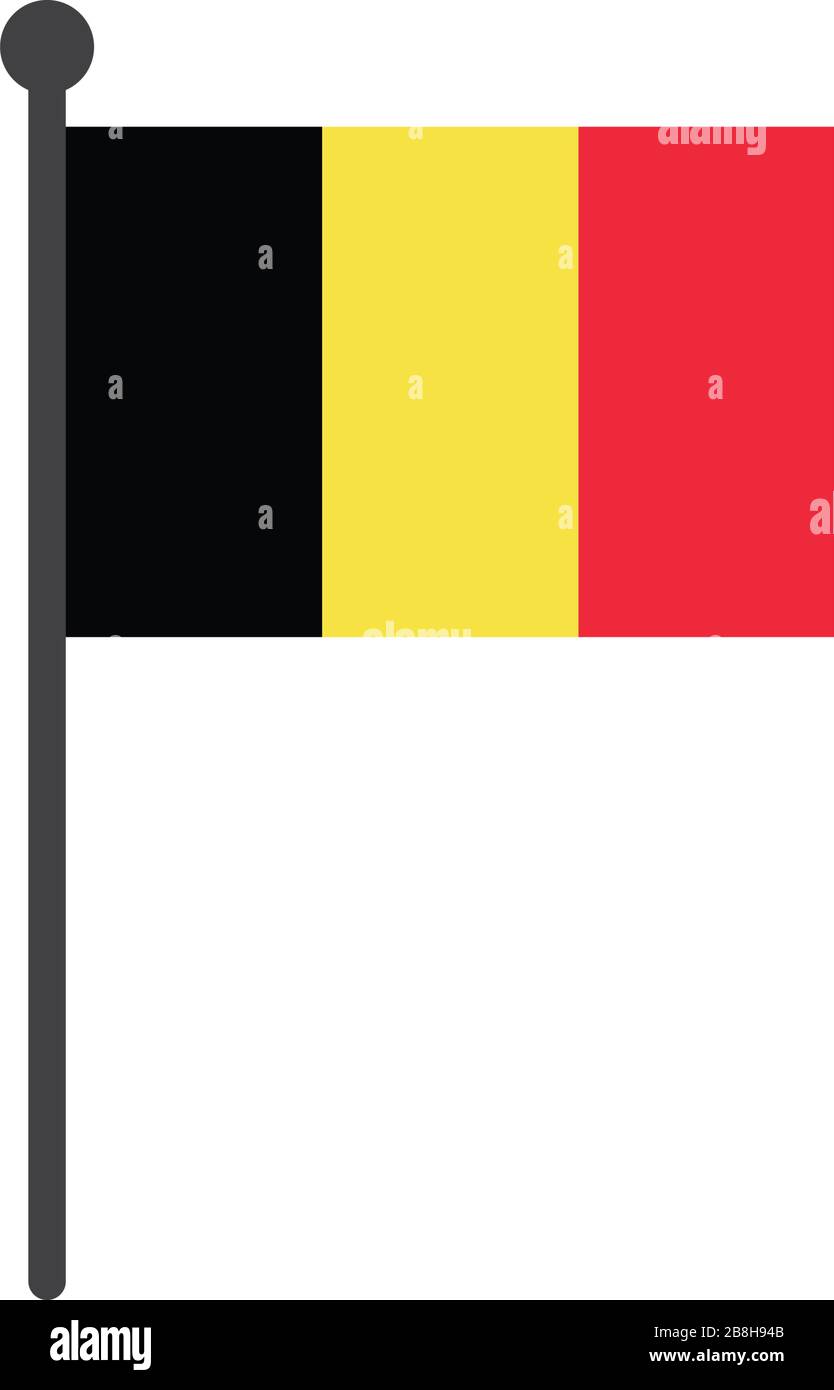 belgium flag with pole icon vector isolated on white background Stock ...