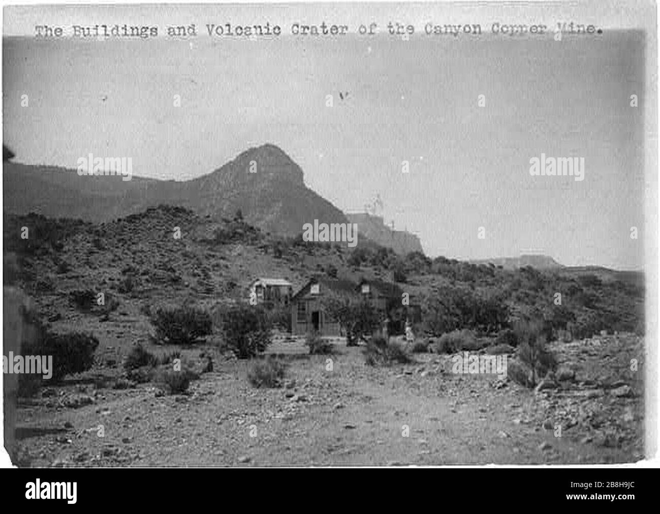 Grand Canyon) The buildings and volcanic crater of the canyon copper