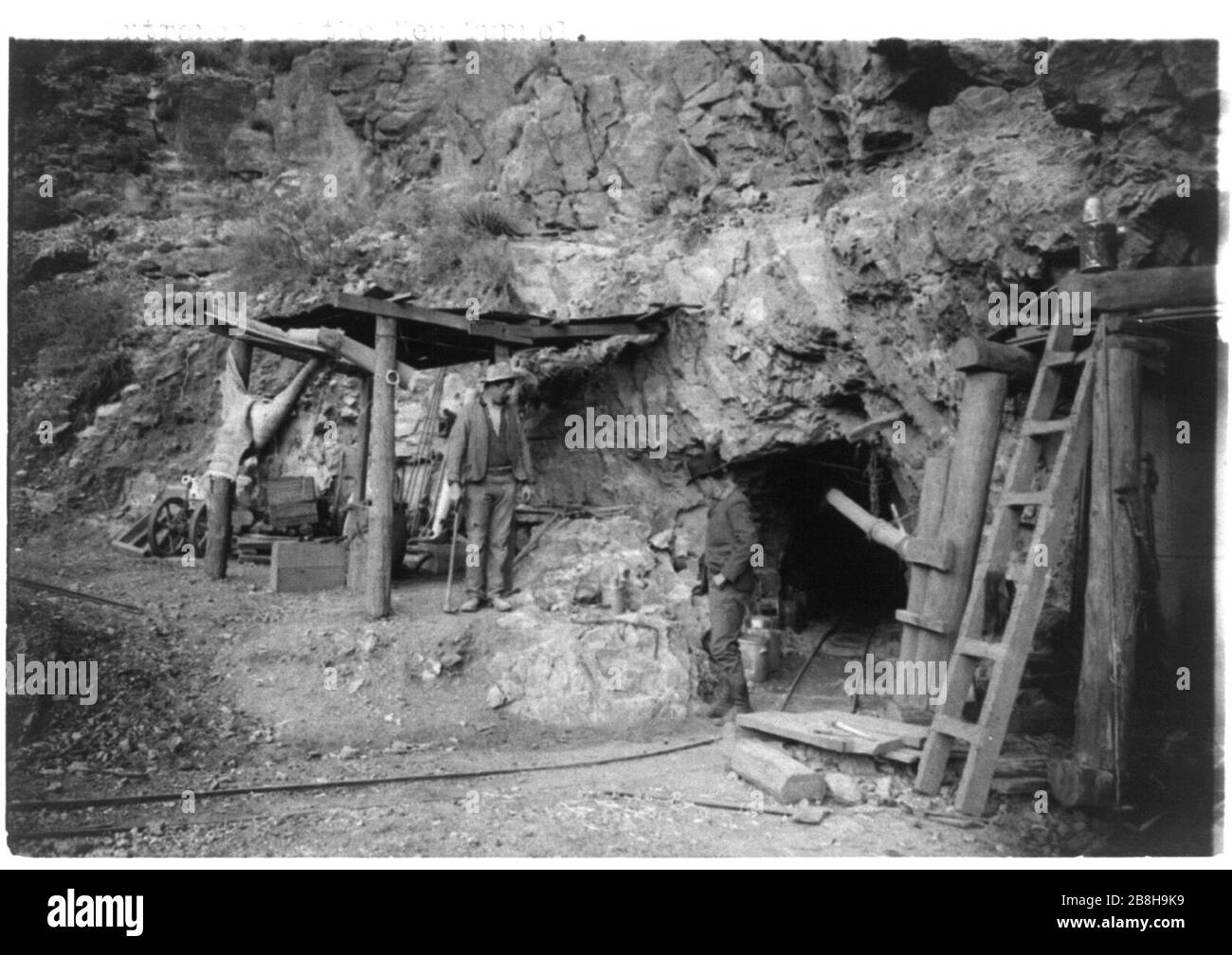 Grand Canyon) Entrance of the new tunnel (of copper mine Stock Photo