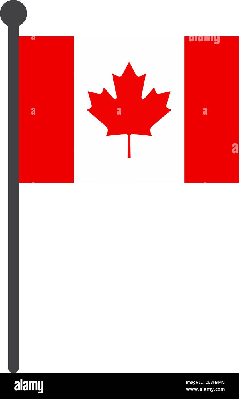 simple flat canada flag vector illustration with flagpole isolated on ...
