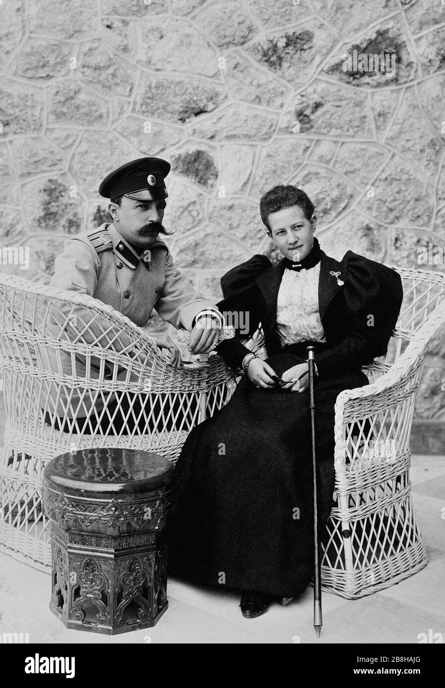 Grand Duke George Mikhailovich of Russia and Princes Marie of Grecce. Stock Photo