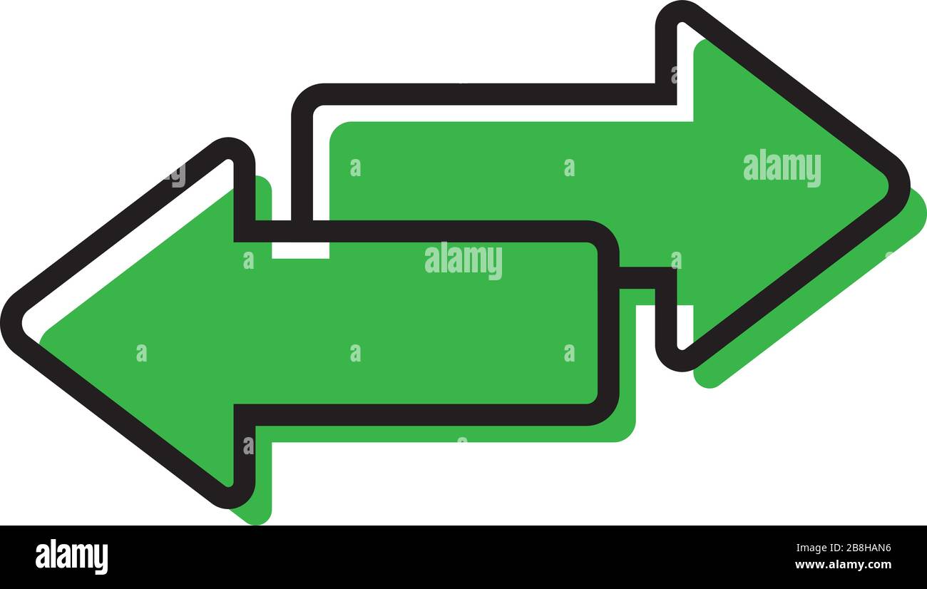 two arrows or transfer arrows. linear style sign for mobile concept and ...