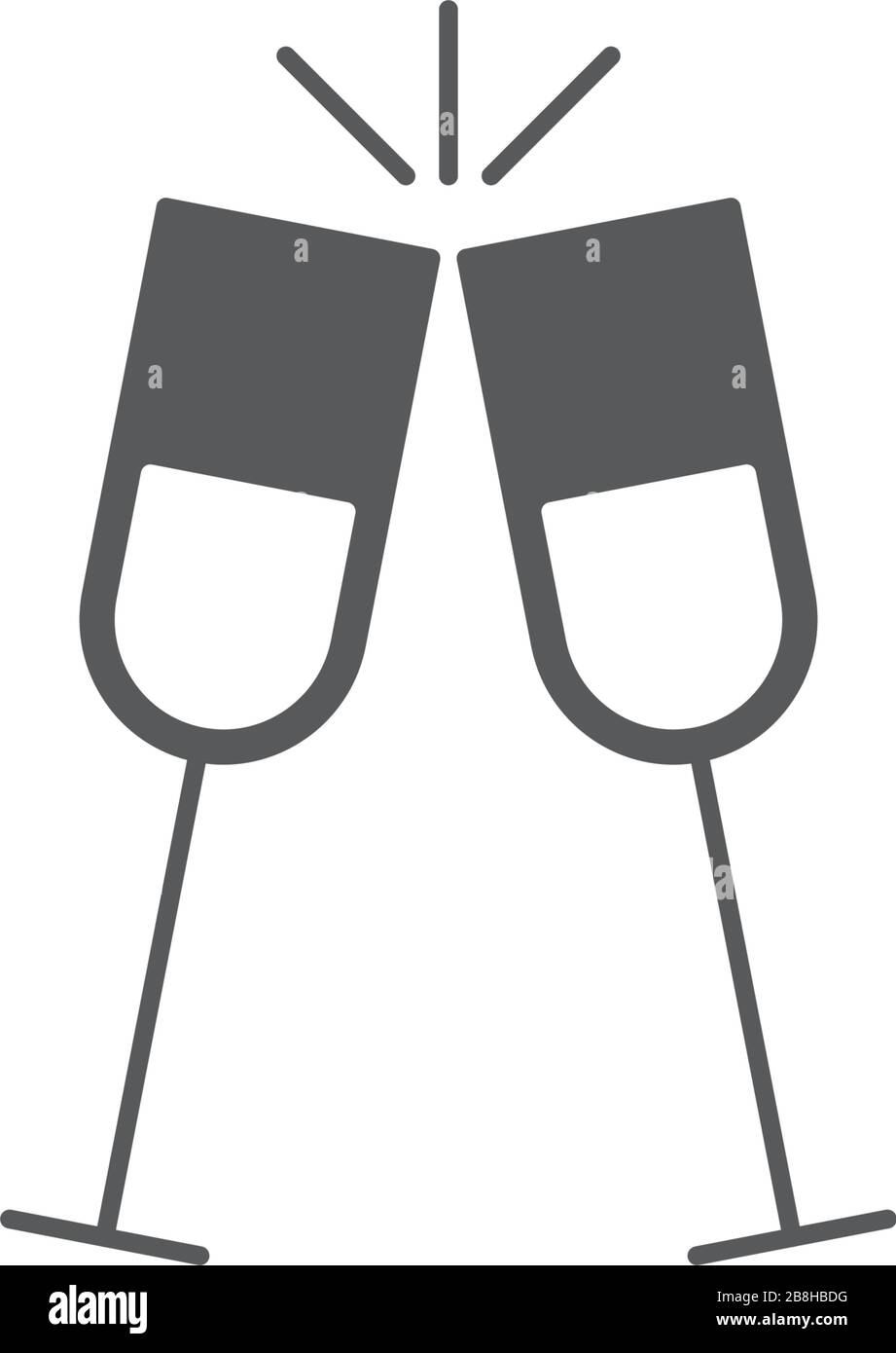 toasting glasses vector icon concept, design isolated on white ...