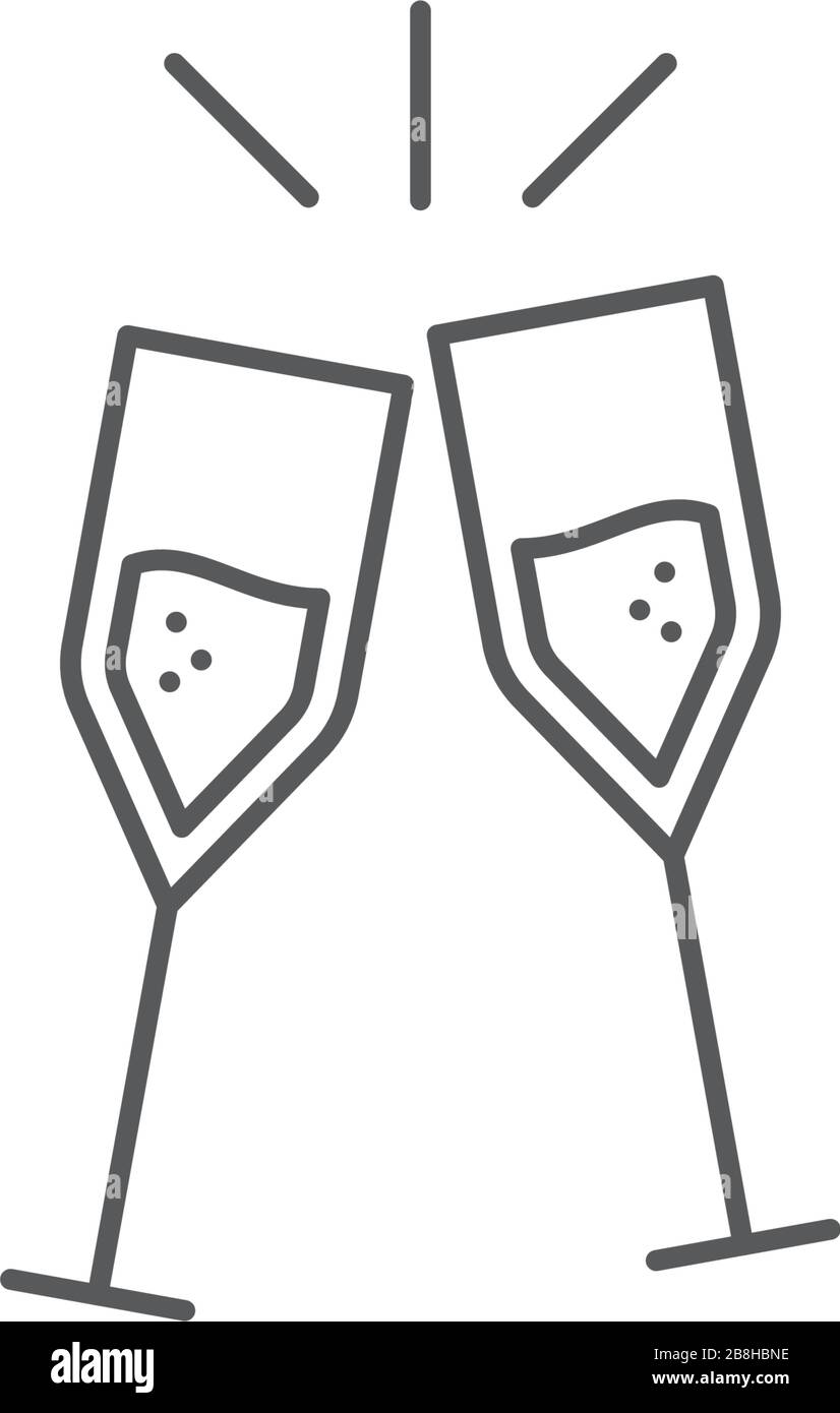 toasting glasses vector icon concept, design isolated on white ...