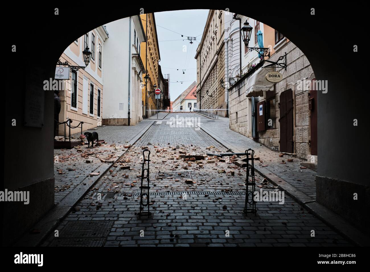 Amidst COVID 19 pandemic, the capital of Croatia, Zagreb got struck by 5.5 magnitude earthquake on 22.3.2020. Several people got injured one severely. Stock Photo