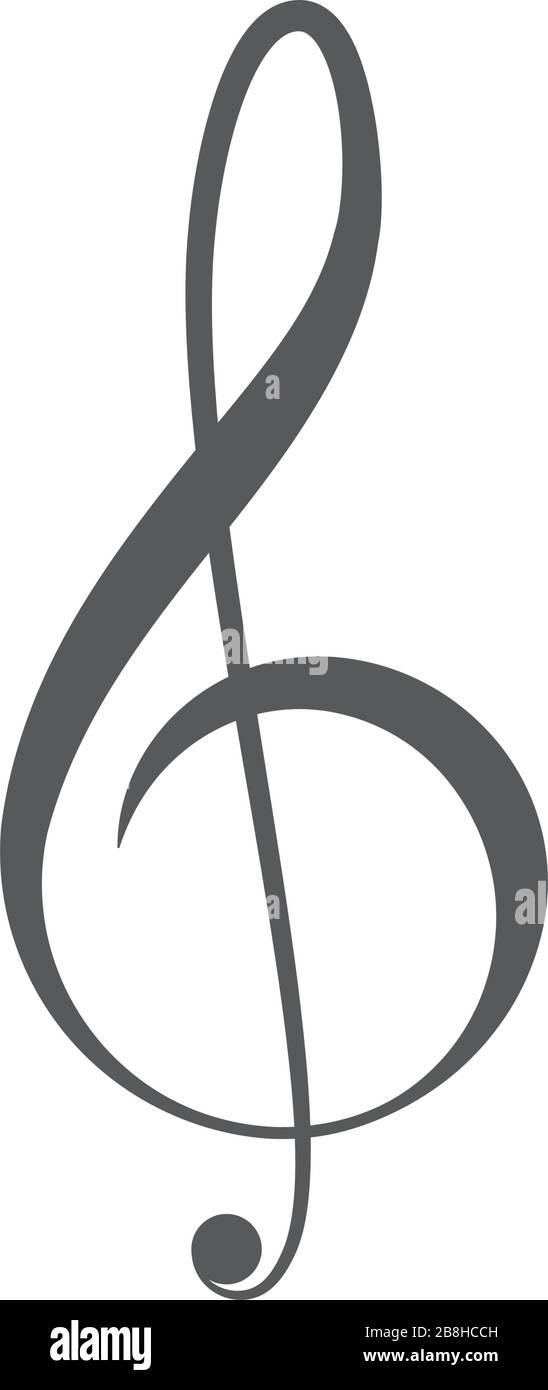 Treble clef and music notes vector icon concept, isolated on white background Stock Vector