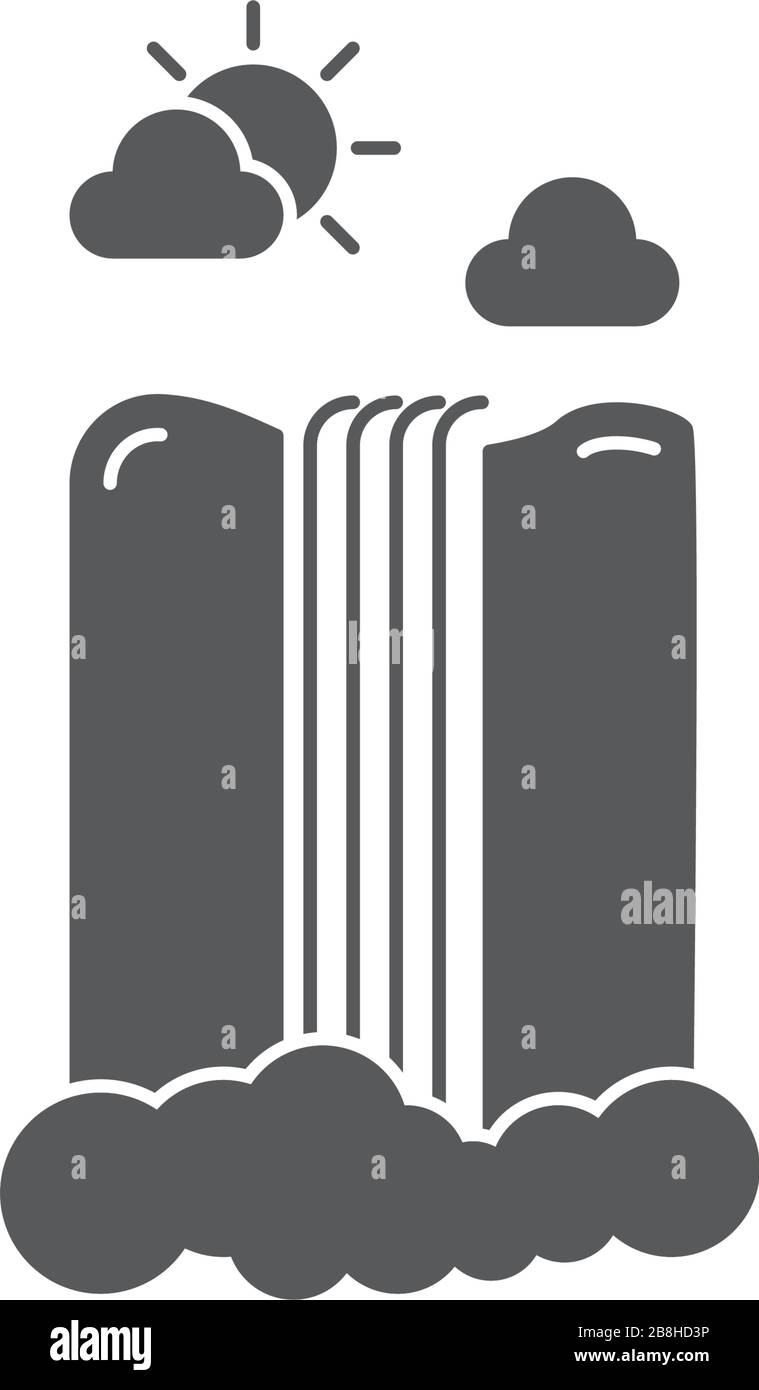 waterfall landscape vector icon concept, isolated on white background Stock Vector