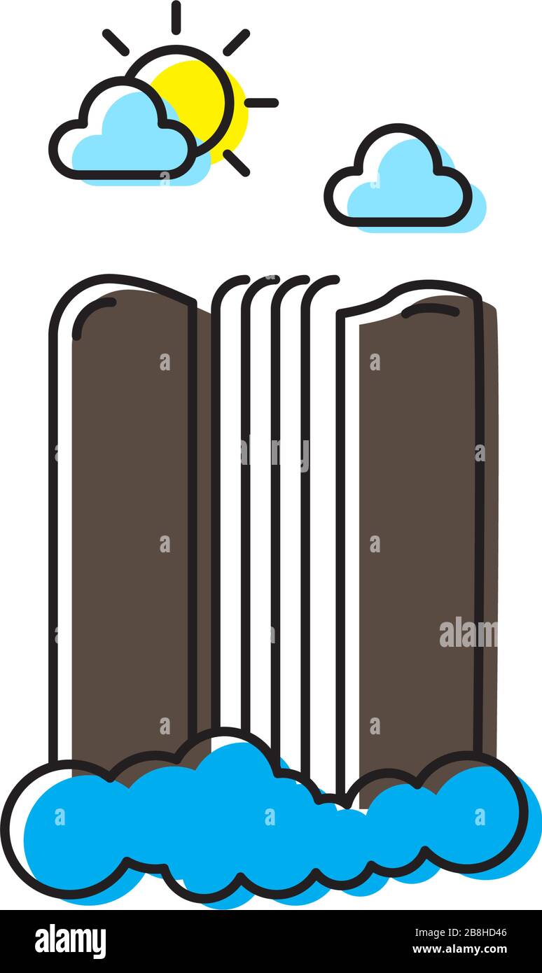 waterfall landscape vector icon concept, isolated on white background Stock Vector