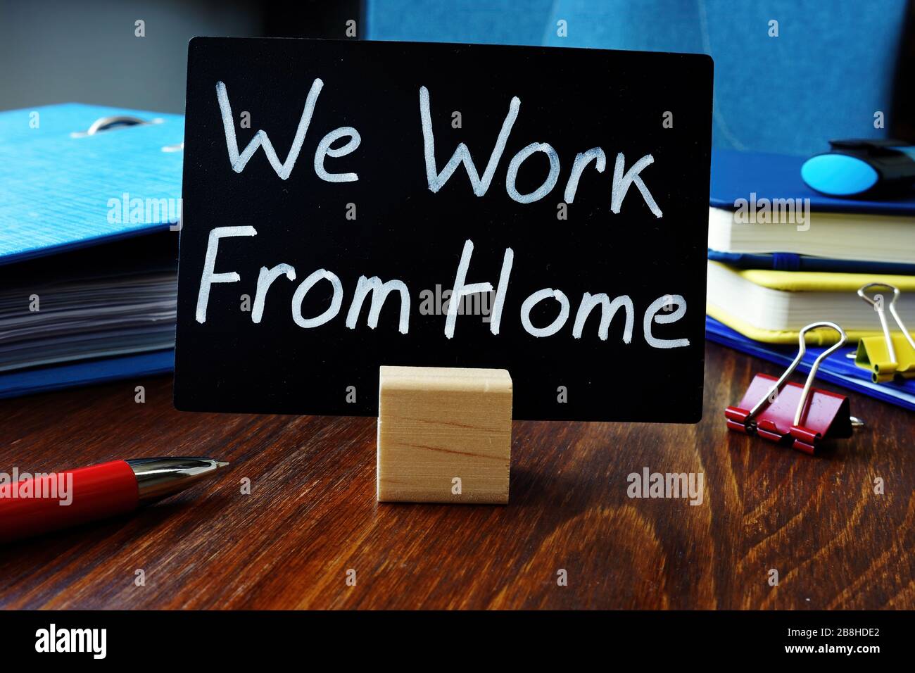 We work from home phase on the office table about remote job. Stock Photo