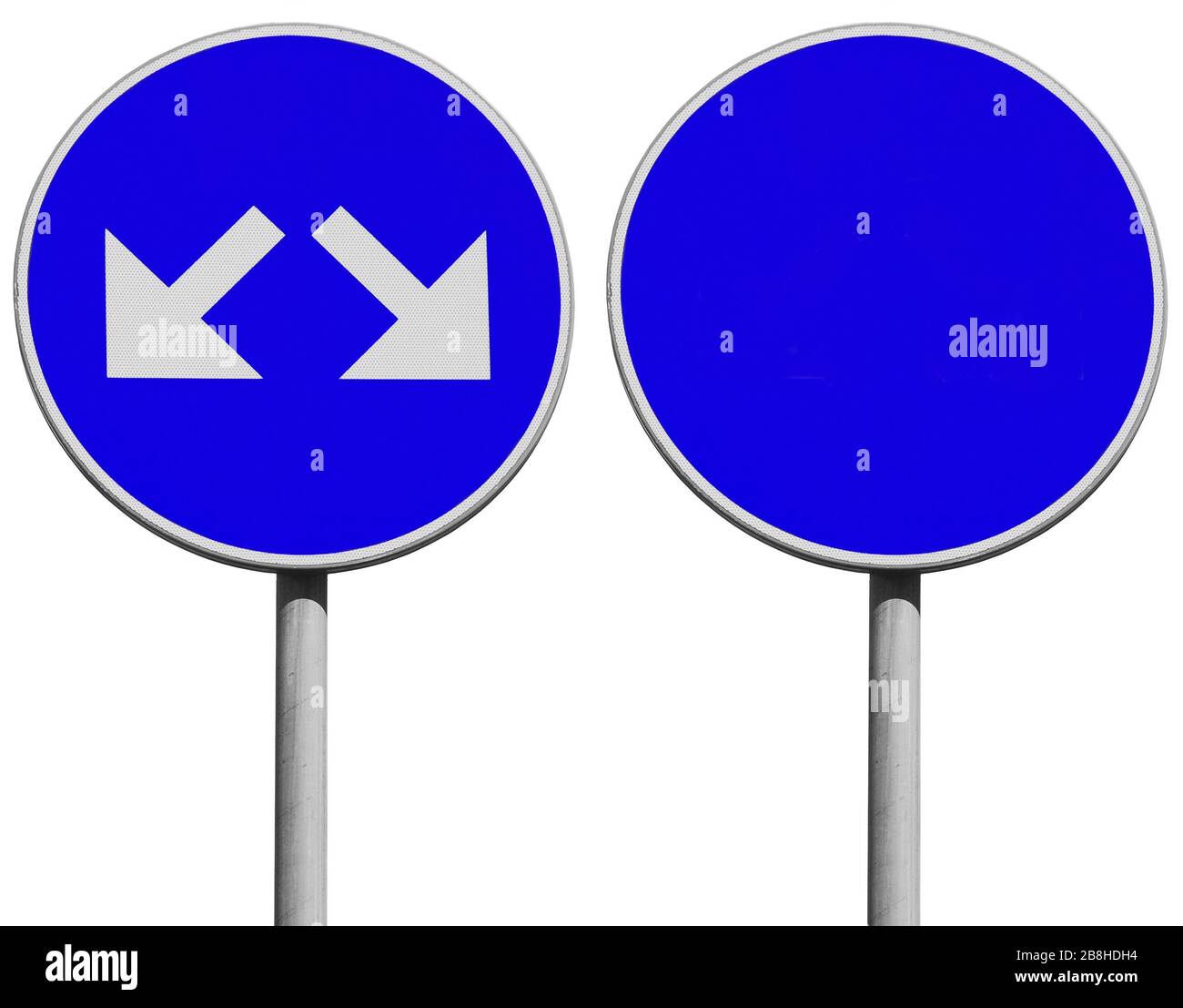 A road sign information (warning, attention) of something ahead. It is clean. it isolated on white background with clipping path Stock Photo