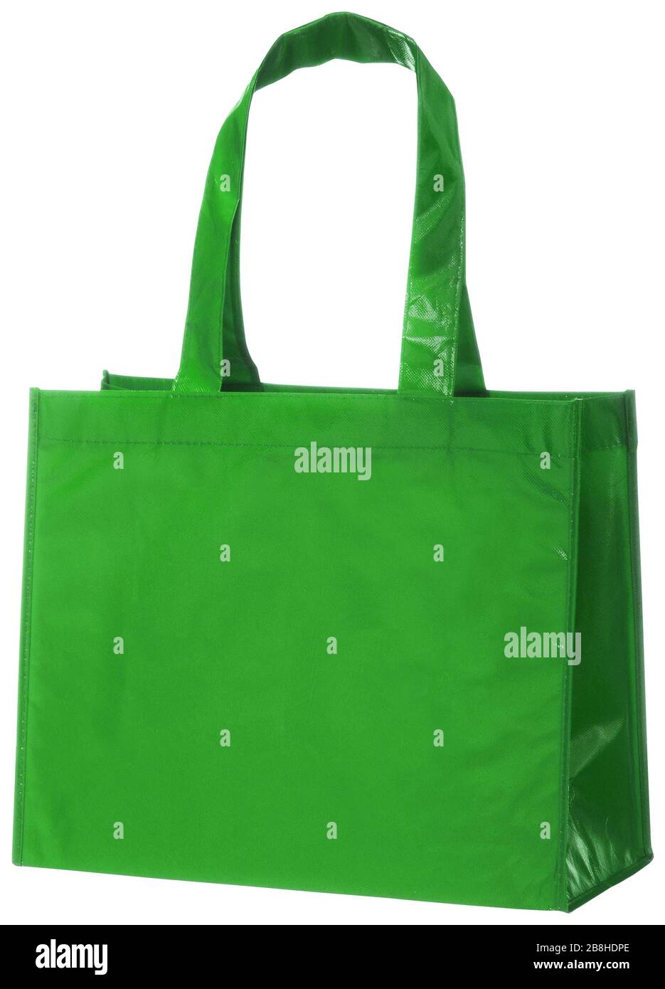 Green, reusable shopping bag isolated on white background with clipping