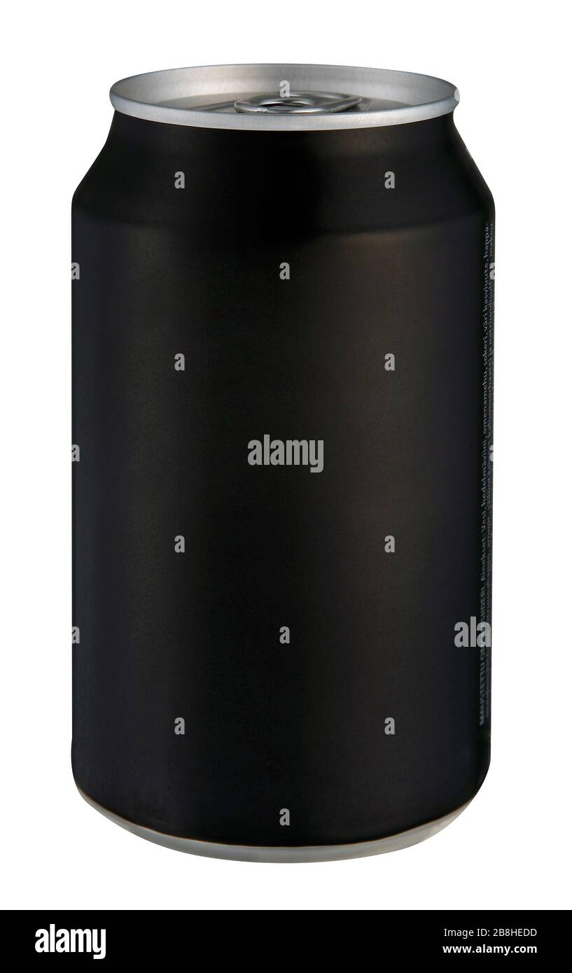 Black drink can isolated over white background Stock Photo - Alamy
