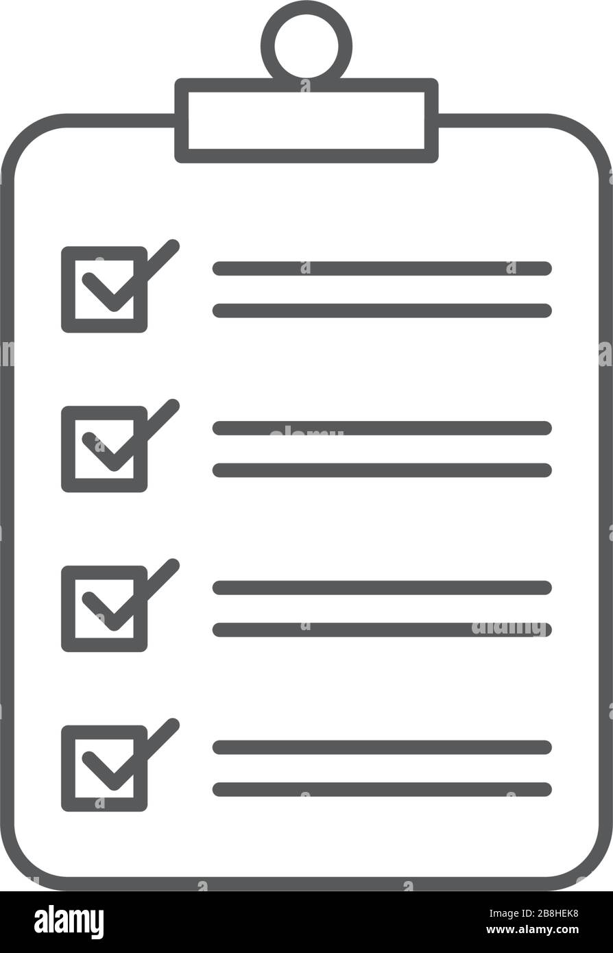 clipboard checklist vector icon concept, isolated on white background Stock Vector
