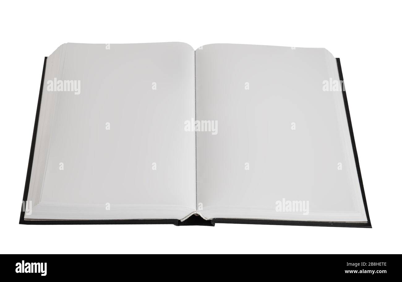 Opened book with blank pages isolated over white background Stock Photo