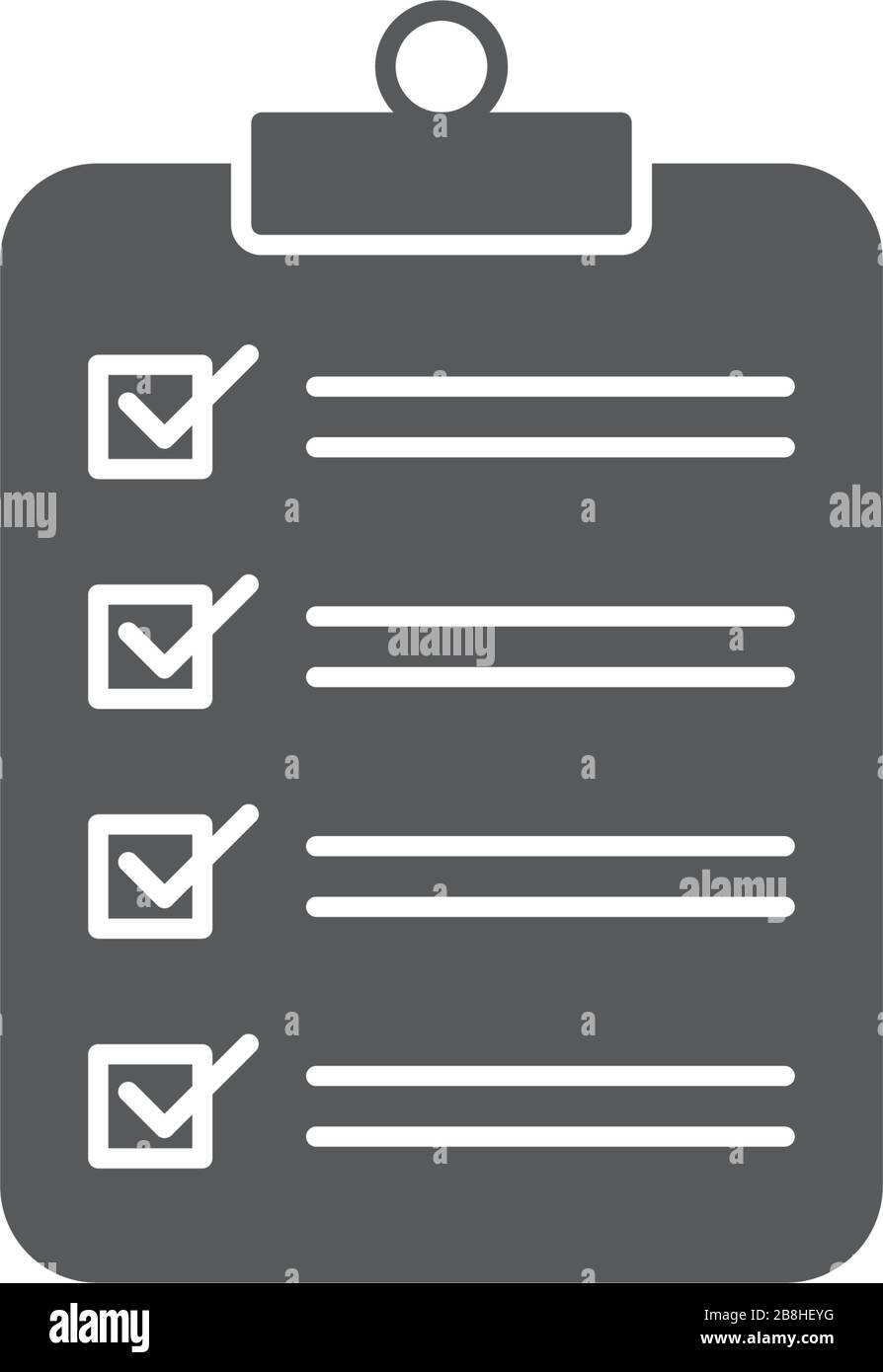 clipboard checklist vector icon concept, isolated on white background Stock Vector